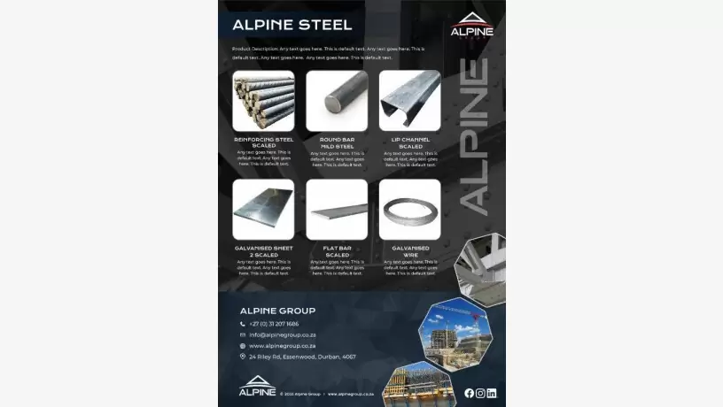 R500 ALPINE STEEL- Reinforcement bars, Round bars, Square bars, Square tubing, Nails, Angle Irons